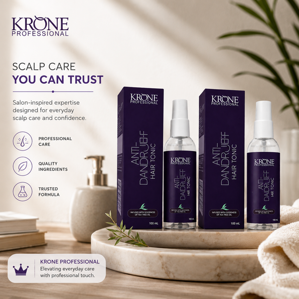 Krone Professional Anti Dandruff Hair Tonic Duo Pack With Tea Tree Oil For Flake-Free & Healthy Scalp 100ml Each