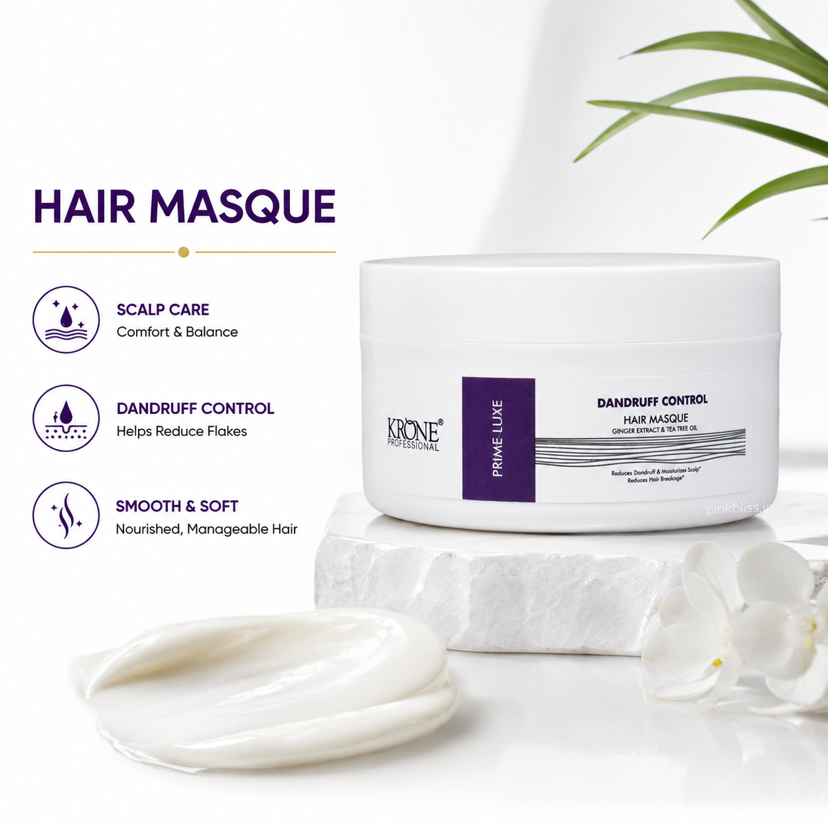 Krone Professional Prime Luxe Dandruff Control Hair Masque For Flake-Free & Healthy Scalp 100ml