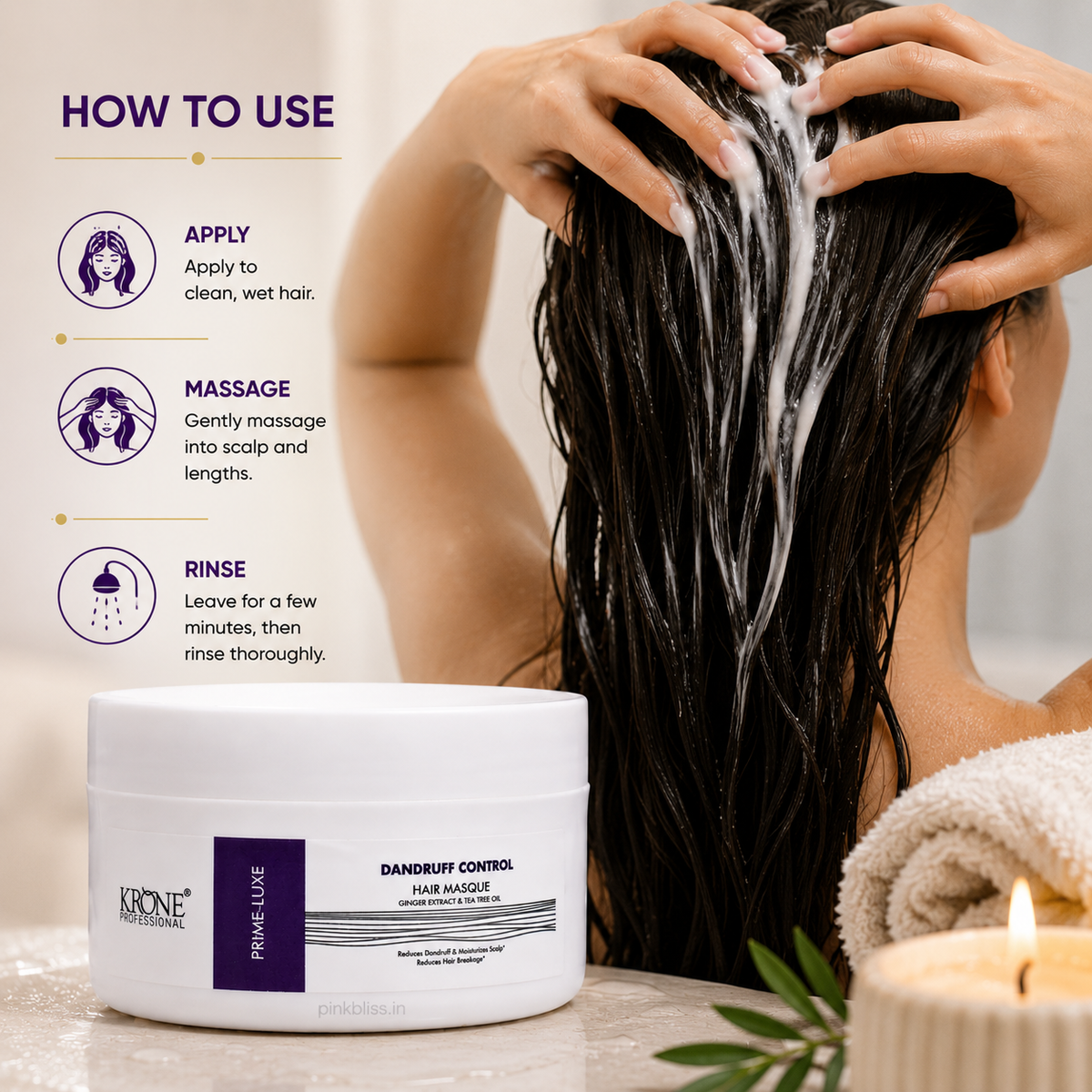 Krone Professional Prime Luxe Dandruff Control Hair Masque For Flake-Free & Healthy Scalp 100ml