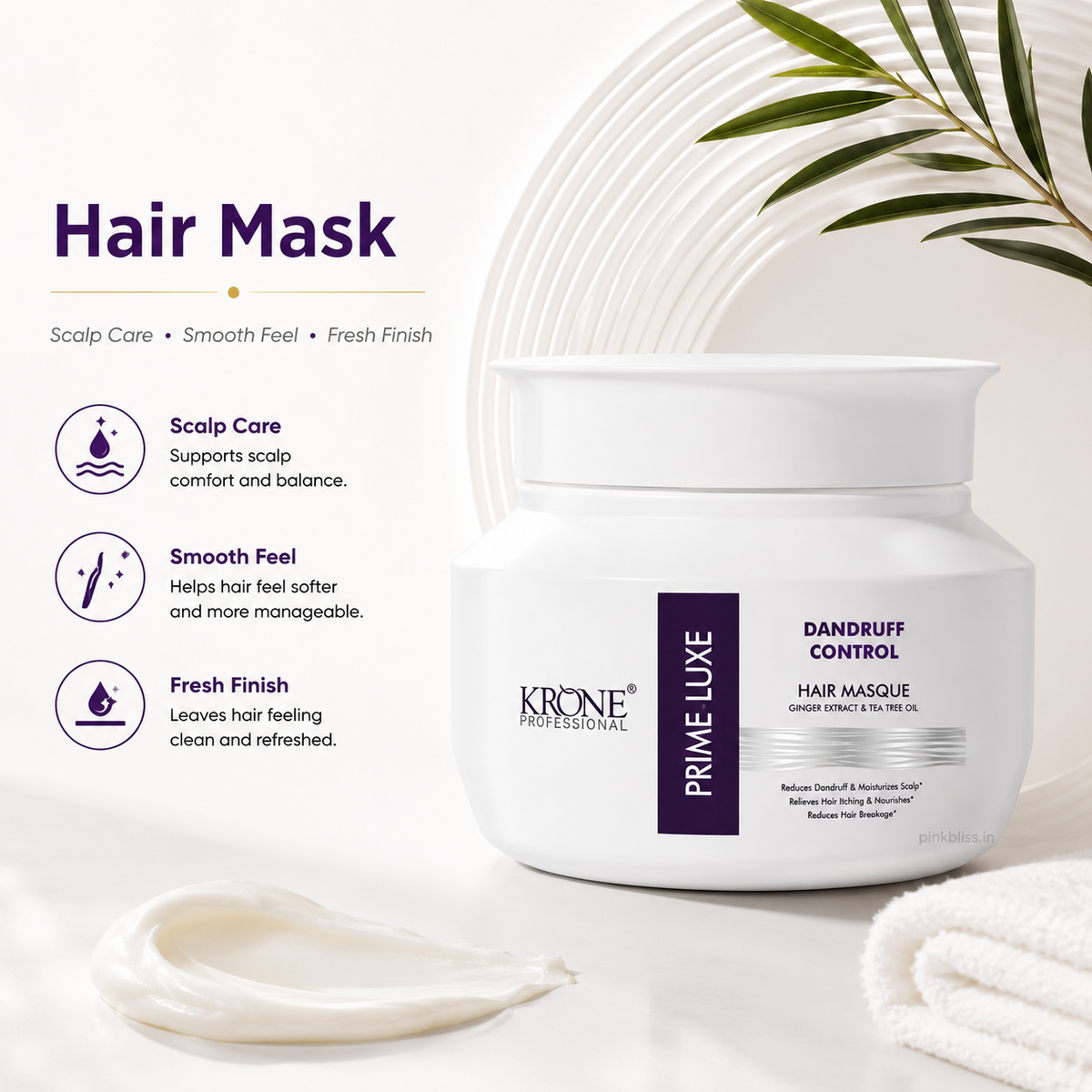 Krone Professional Prime Luxe Dandruff Control Hair Masque For Flake-Free Scalp & Conditioned Hair 500ml