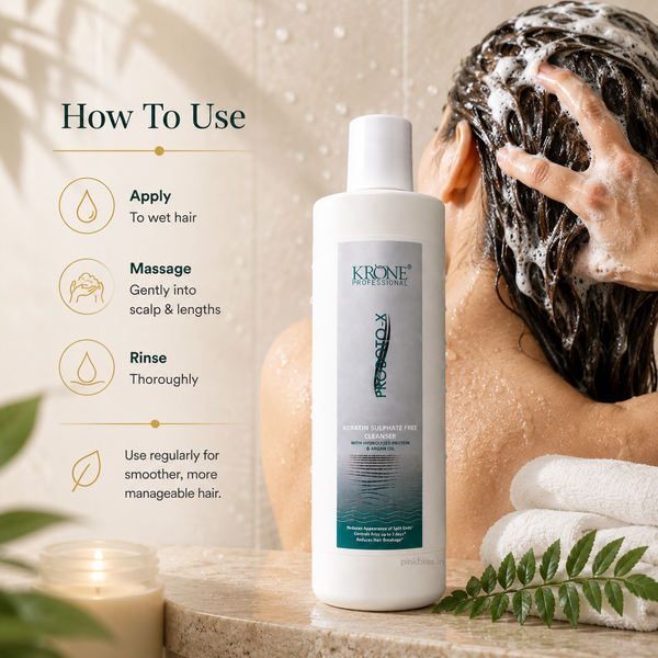 Krone Professional Proboto-X Sulphate-Free Keratin Hair Cleanser For Dry, Damaged & Frizz-Prone Hair 250ml