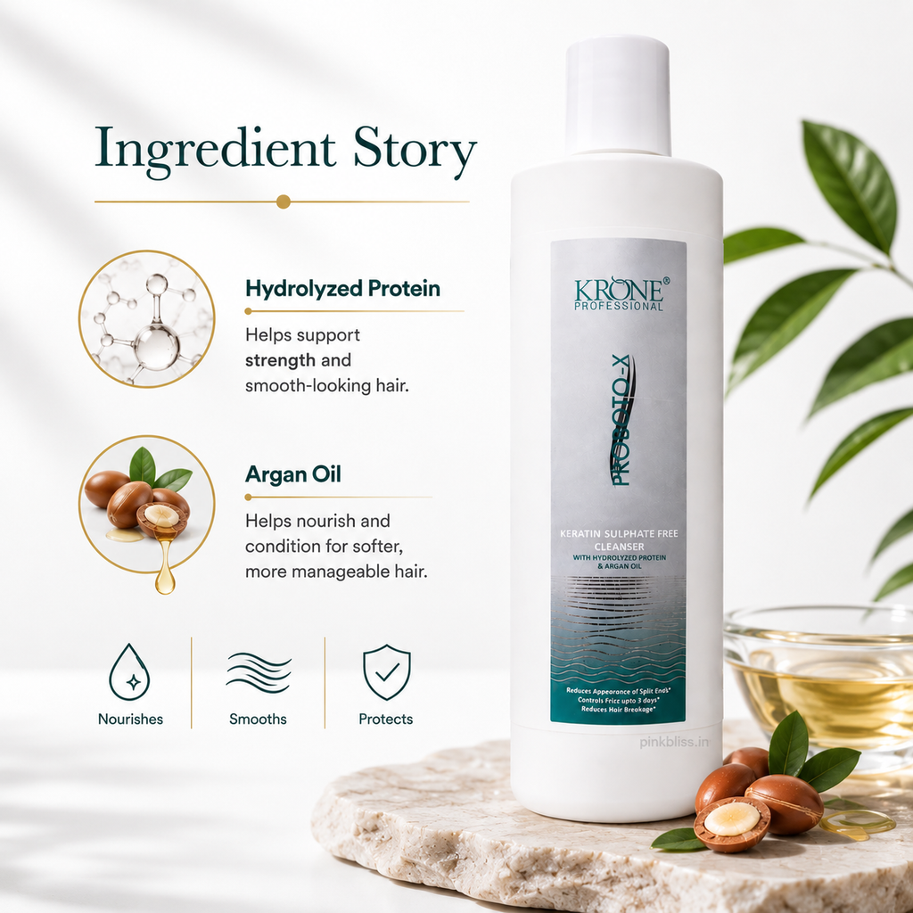 Krone Professional Proboto-X Sulphate-Free Keratin Hair Cleanser For Dry, Damaged & Frizz-Prone Hair 250ml