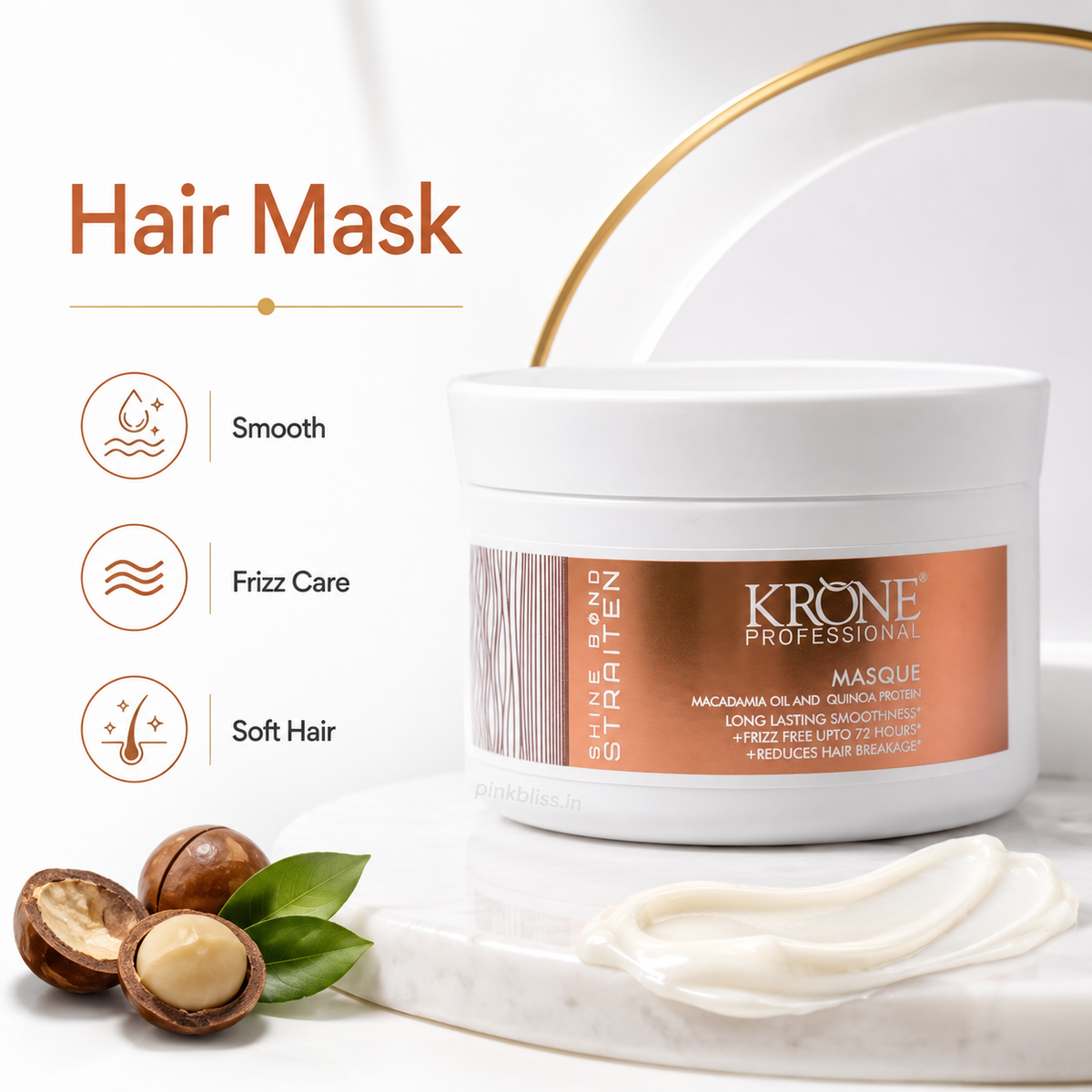 Krone Professional Shine Bond Straightening Hair Masque For Smooth, Frizz-Free Hair 200ml