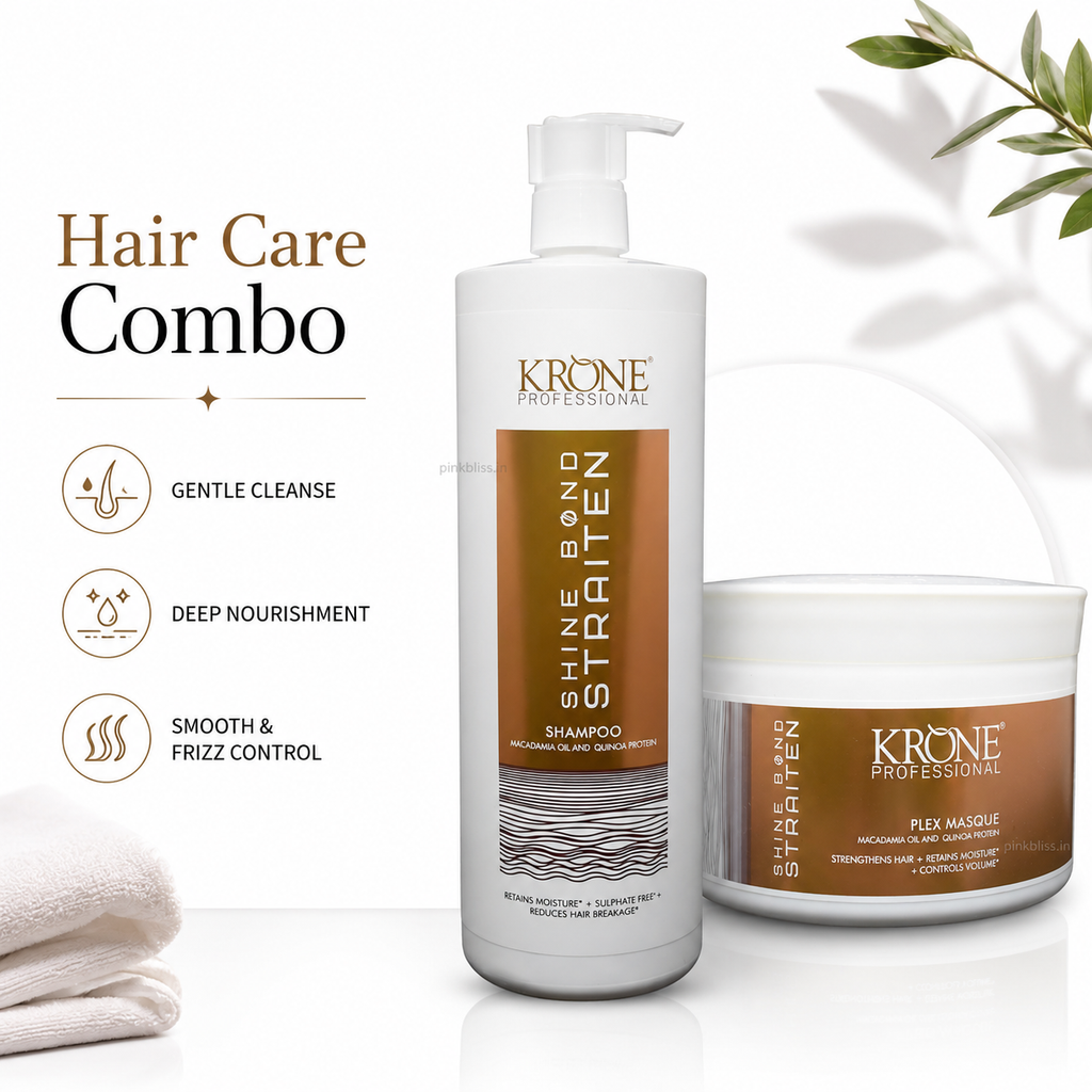 Krone Professional Shine Bond Sulphate-Free Shampoo & Hair Masque Combo For Smooth, Frizz-Free Hair (1000ml + 500ml)