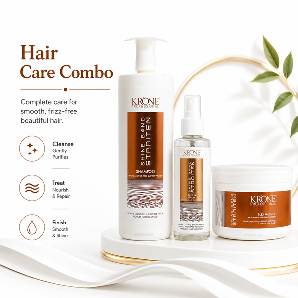 Krone Professional Shine Bond Sulphate-Free Hair Care Combo For Smooth, Frizz-Free Hair (Shampoo 1000ml + Masque 500ml + Serum 100ml)