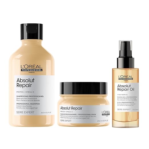 L'Oréal Professionnel Absolut Repair Shampoo, Hair Mask & Hair Serum Combo