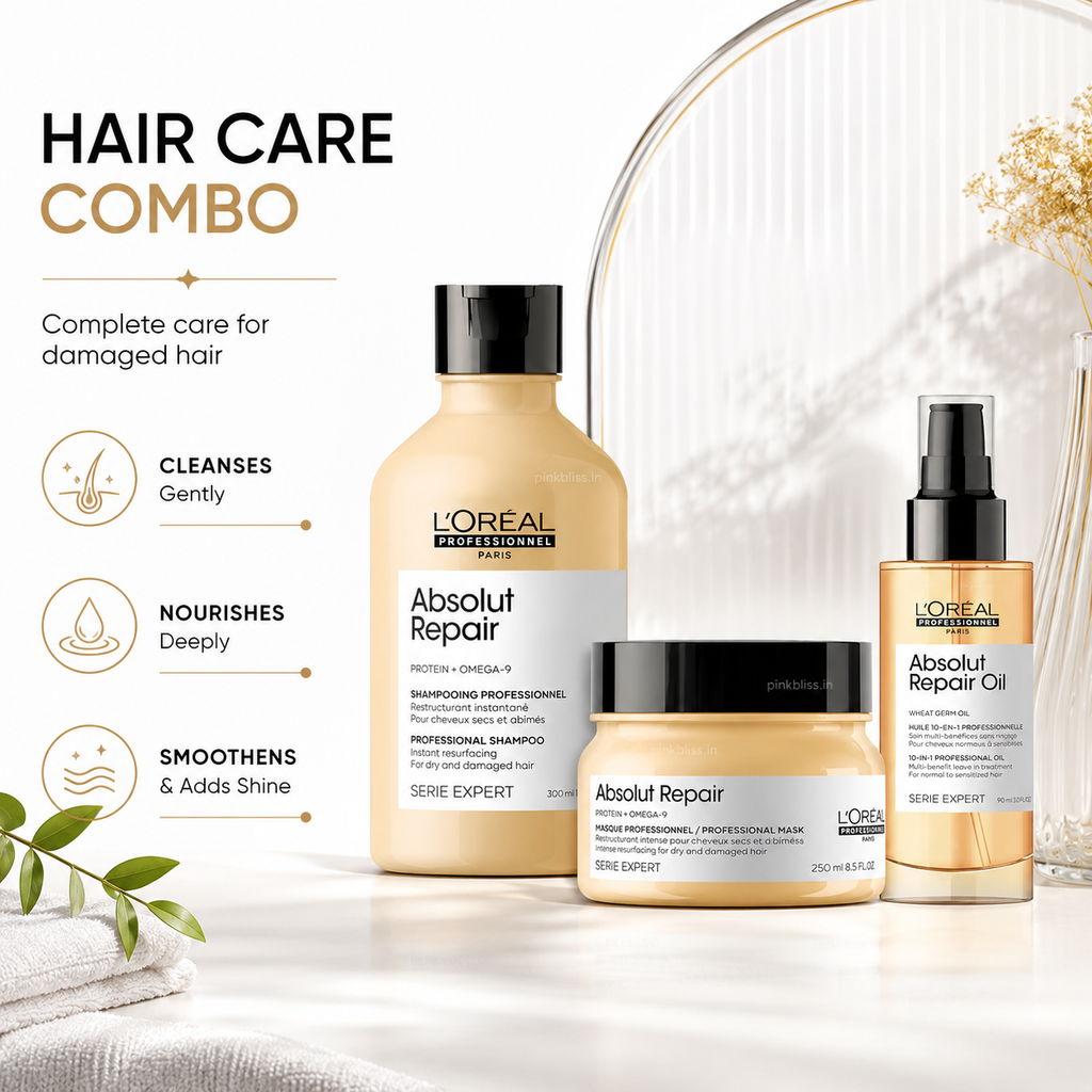 L'Oréal Professionnel Absolut Repair Shampoo, Hair Mask & Hair Serum Combo