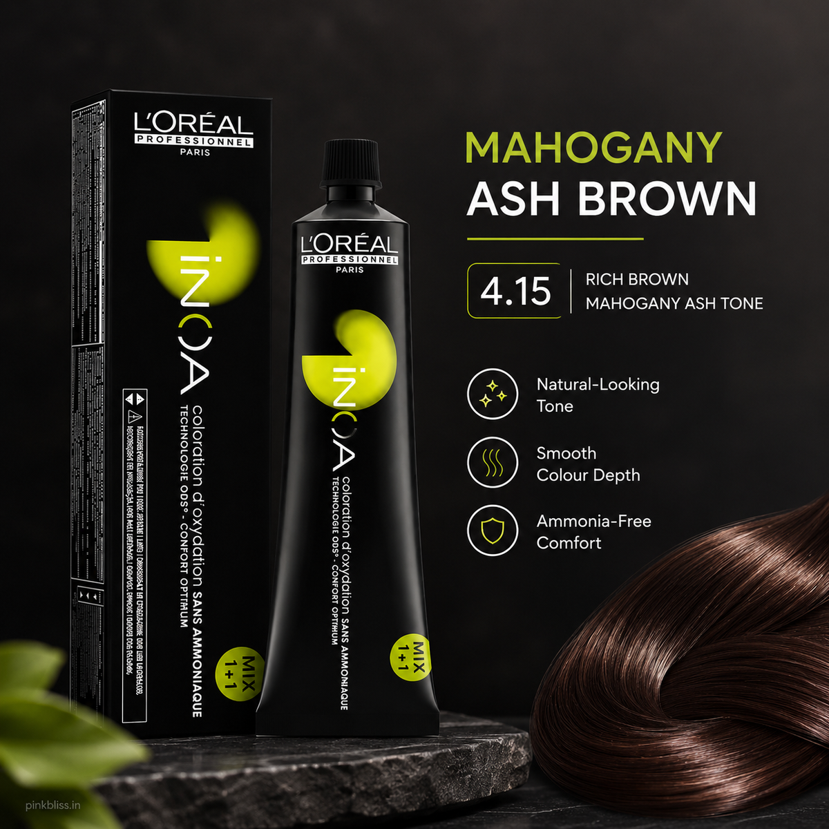 L'Oréal Professionnel INOA 4.15 Mahogany Ash Brown Ammonia-Free Permanent Hair Colour 60g