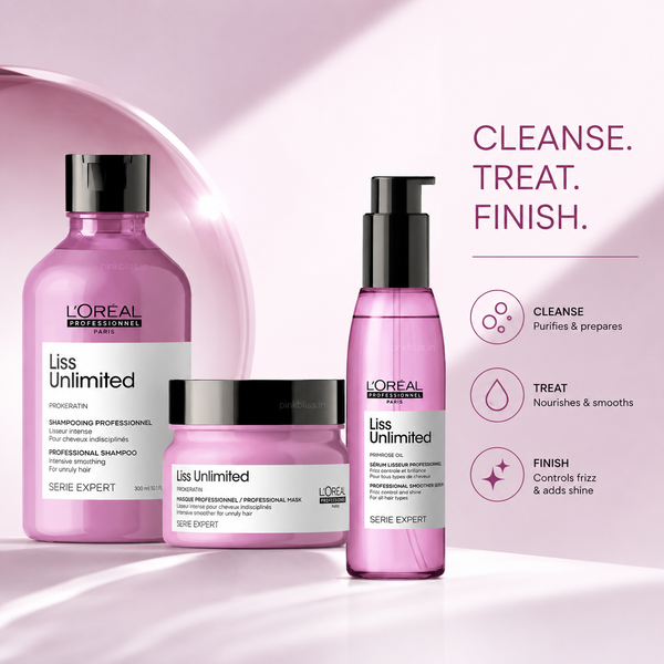 L'Oréal Professionnel Liss Unlimited Shampoo, Mask & Serum Combo (300ml + 250ml + 125ml)