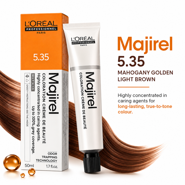 L'Oréal Professionnel Majirel 5.35 Mahogany Golden Light Brown Permanent Hair Colour 50ml
