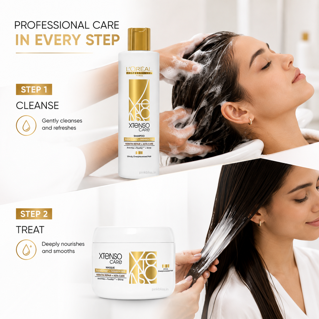 L'Oréal Professionnel Xtenso Care Gold Sulfate-Free Shampoo 250ml & Masque 196g Combo