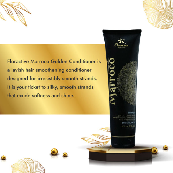 Floractive Profissional Marroco Golden Shampoo 300ml | Hydrating Shampoo for Dry, Damaged & Chemically Treated Hair