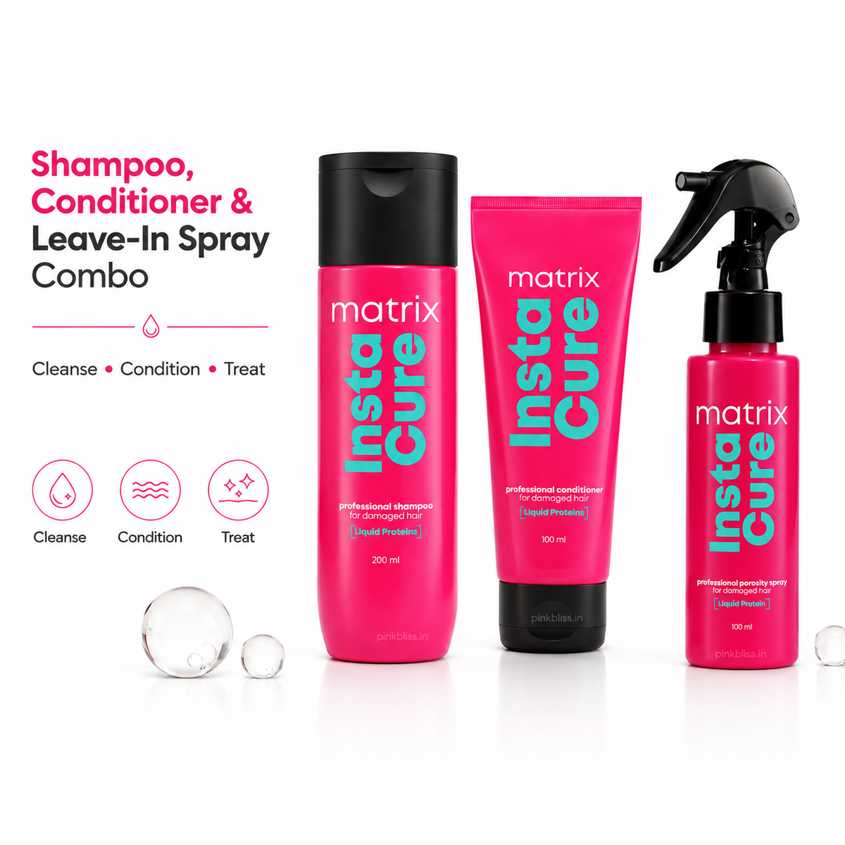 Matrix InstaCure Liquid Protein Shampoo Conditioner & Porosity Spray Trio