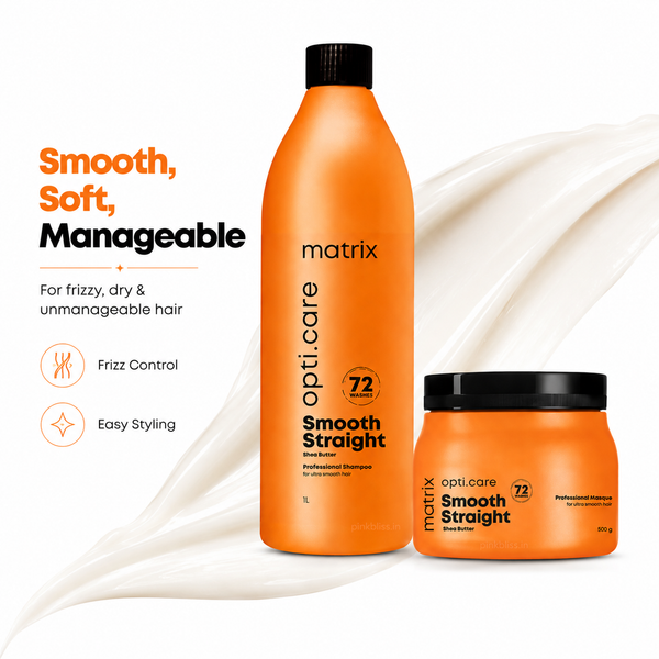Matrix Mega Smooth Professional Shampoo 1000ml & Shea Butter Mask 500gm Combo