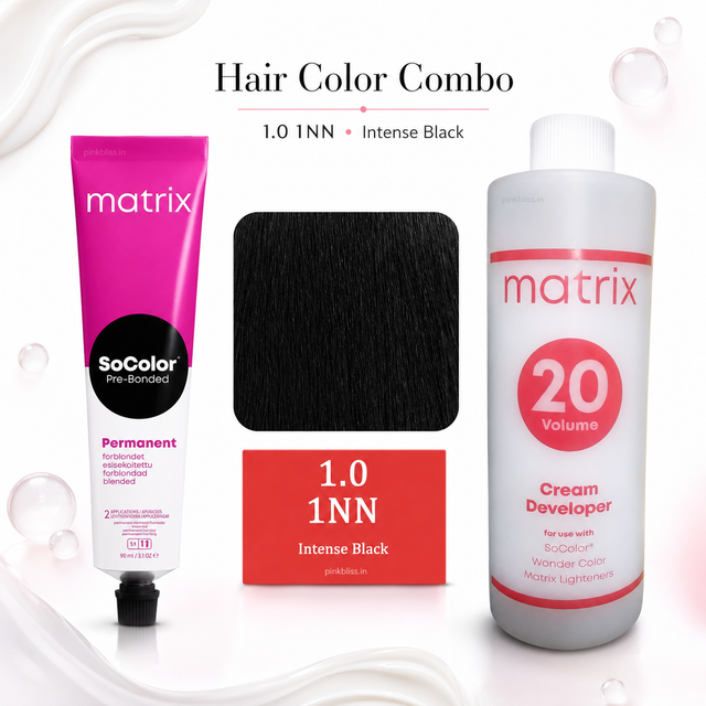 Matrix SoColor 1.0 1NN Intense Black Hair Color & 20 Vol Developer Combo
