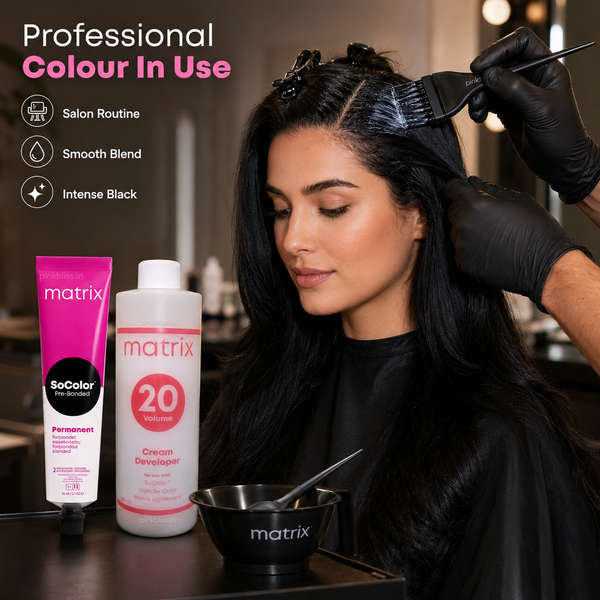 Matrix SoColor 1.0 1NN Intense Black Hair Color & 20 Vol Developer Combo