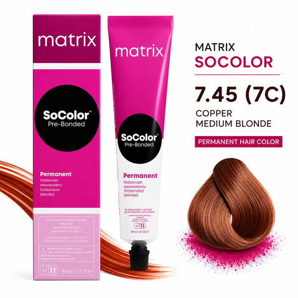 Matrix SoColor 7.45 7C Copper Medium Blonde Permanent Hair Color