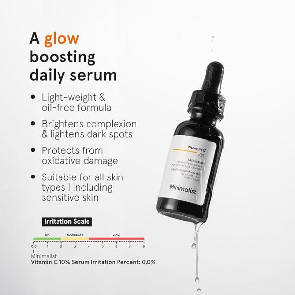 Minimalist 10% Vitamin C Face Serum for Brightening & Glowing Skin 30ml