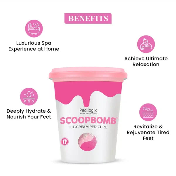 O3+ Pedilogix Scoop Bomb Pedicure Kit with Bath Bomb for Soft & Moisturised Feet 100g