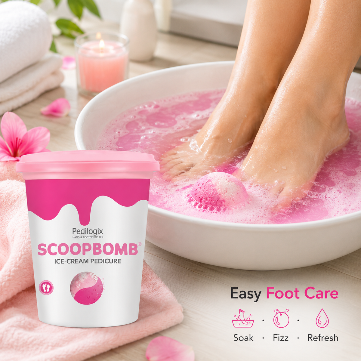 O3+ Pedilogix Scoop Bomb Pedicure Kit with Bath Bomb for Soft & Moisturised Feet 100g