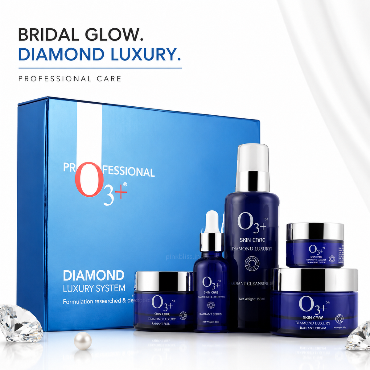 O3+ Professional Diamond Luxury System Facial Kit for Bridal Makeup & Ultra Glow Treatments 1kg