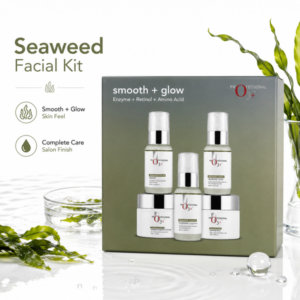 O3+ Professional Smooth + Glow Seaweed Facial Kit for Oily & Acne-Prone Skin 250ml