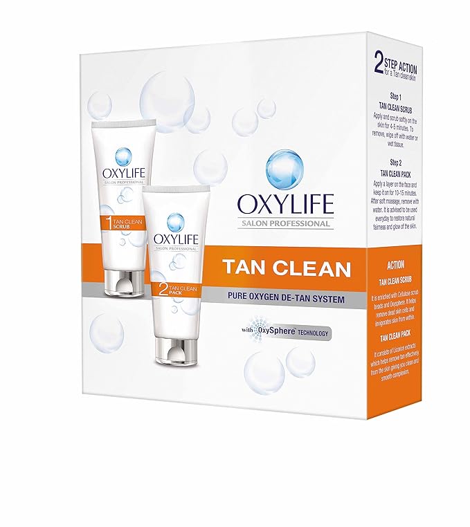Oxylife Salon Professional Tan Clean Facial Kit Scrub & Pack 200ml Each