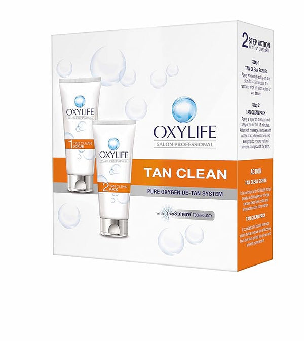 Oxylife Salon Professional Tan Clean Facial Kit Scrub & Pack 200ml Each