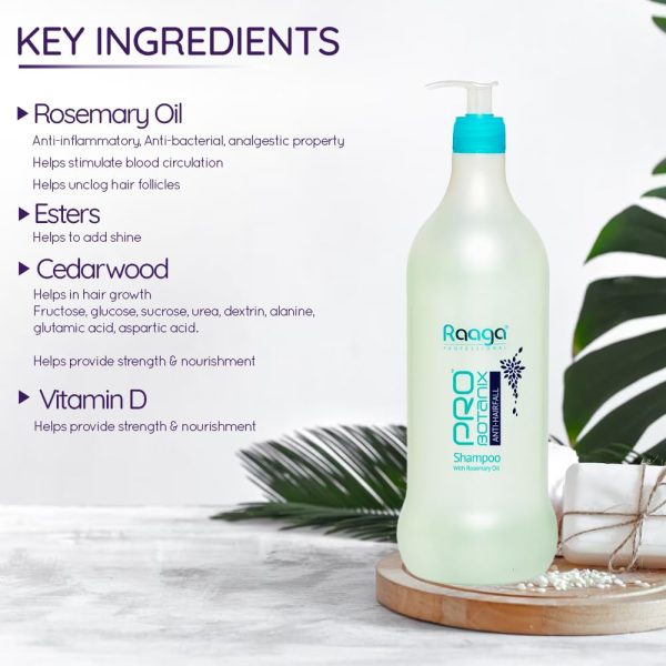 Raaga Professional Pro Botanix Anti-Hairfall Shampoo with Rosemary Oil 1000ml