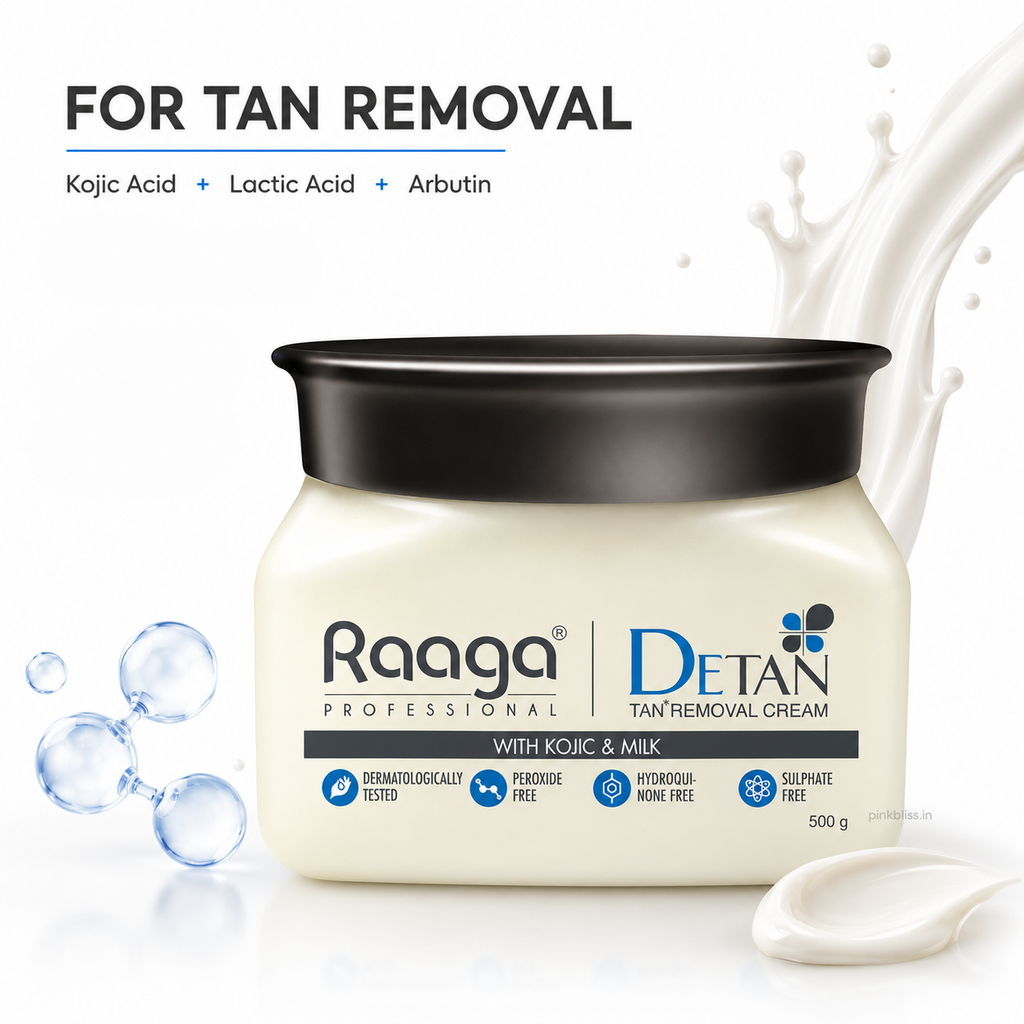Raaga Professional De-Tan Pack with Kojic, Lactic Acid & Arbutin Tan Removal Cream 500g