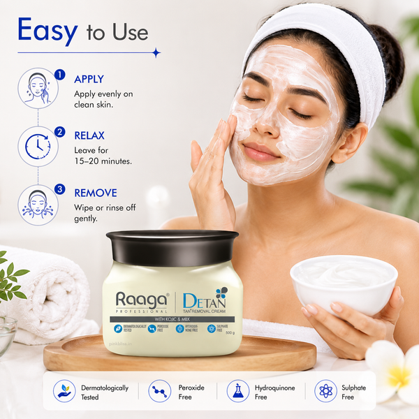 Raaga Professional De-Tan Pack with Kojic, Lactic Acid & Arbutin Tan Removal Cream 500g