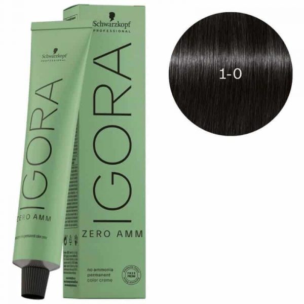 Schwarzkopf Professional IGORA Zero AMM Permanent Hair Color 1-0 Black 60g