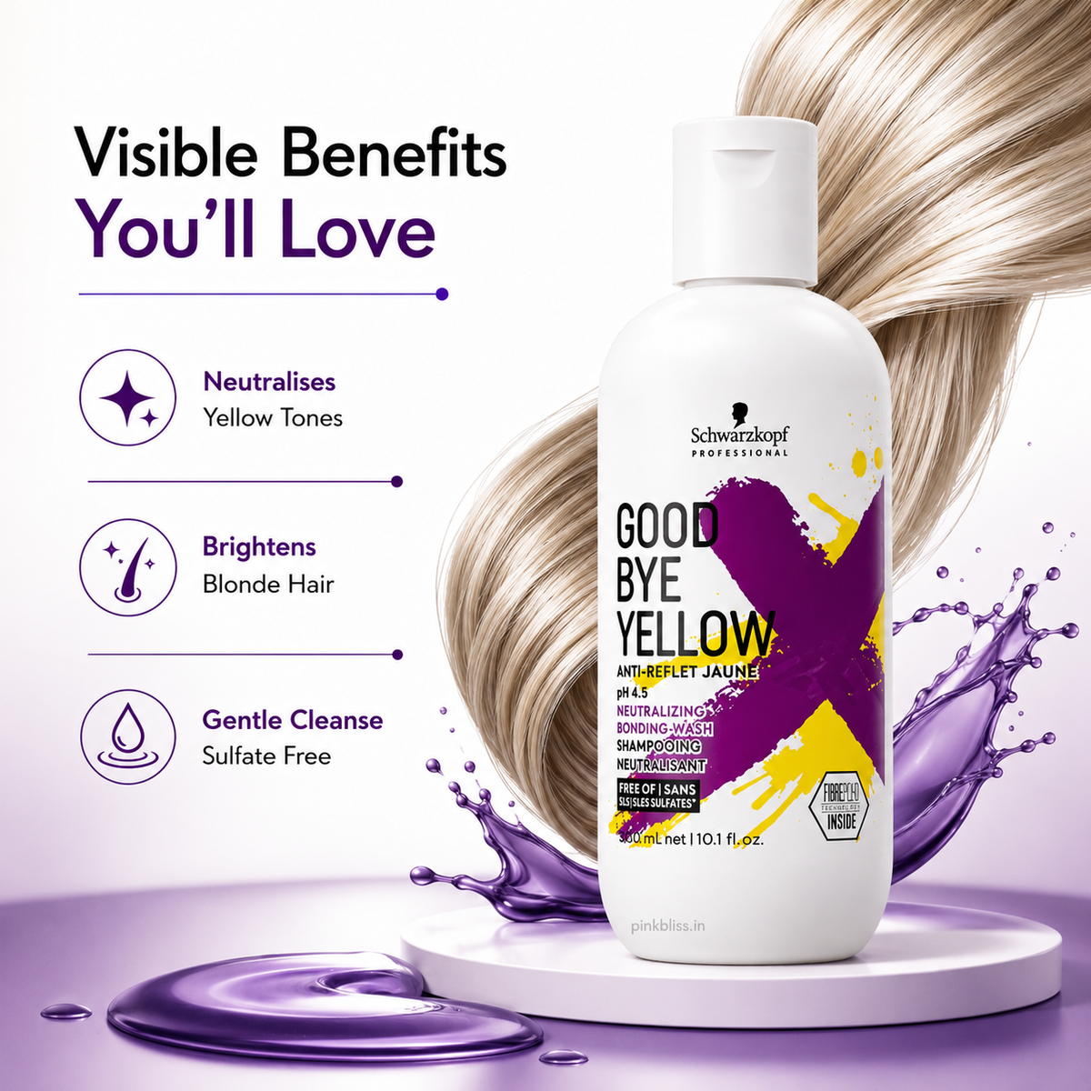 Schwarzkopf Professional Goodbye Yellow Neutralising & Anti-Yellow Sulfate Free Purple Shampoo 300ml