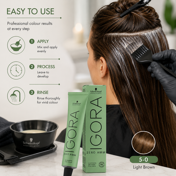 Schwarzkopf Professional IGORA Zero AMM Permanent Hair Color 5-0 Light Brown 60g