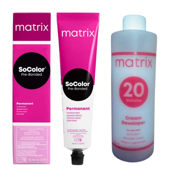 Matrix SoColor 3NN Dark Brown Hair Color & 20 Volume Developer 135ml Combo