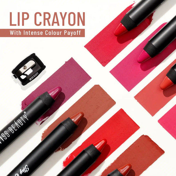 Swiss Beauty Stay On Matte Lip Crayon | Long Lasting Matte Lipstick (24 Shades)
