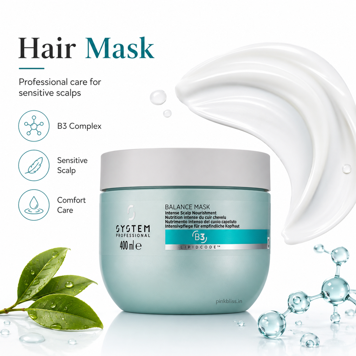 System Professional Balance Mask B3 For Sensitive, Dry & Irritated Scalp Care 400ml