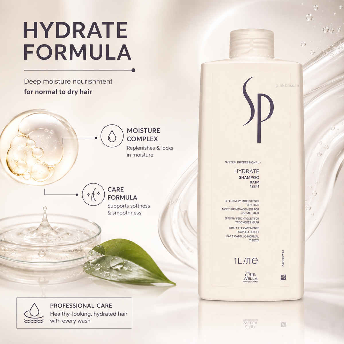 System Professional Hydrate Shampoo For Normal To Dry Hair Deep Moisture Care 1000ml