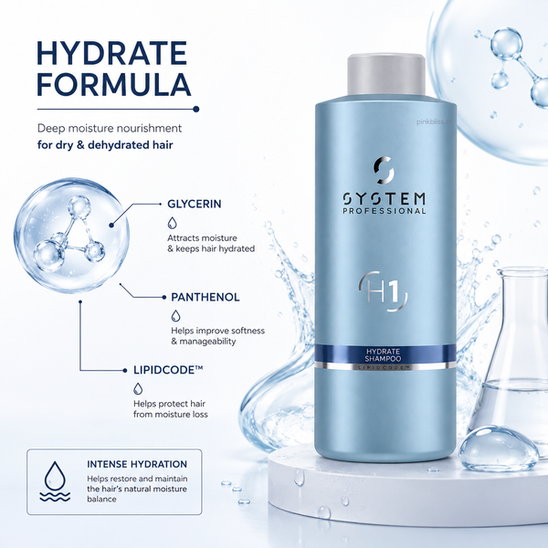 System Professional Hydrate Shampoo H1 For Dry & Dehydrated Hair 1000ml