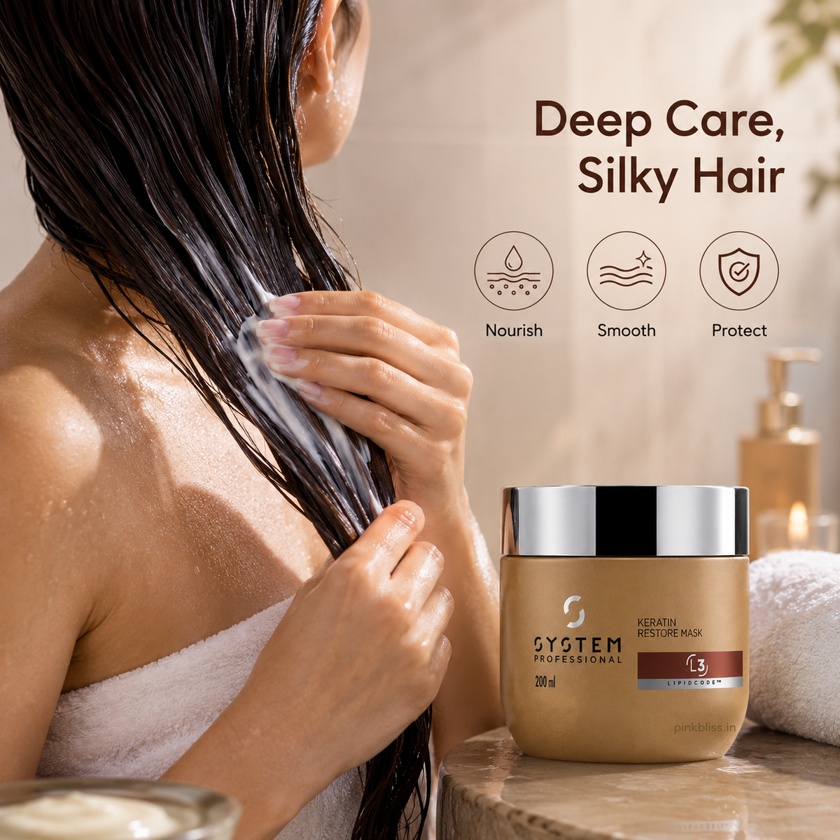 System Professional LuxeOil Keratin Protect Hair Mask L3 For Dry, Damaged & Frizzy Hair 200ml