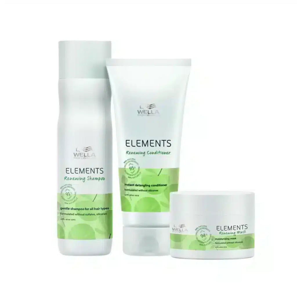 Wella Professionals Elements Renewing Hair Care Trio Shampoo 250ml + Conditioner 200ml + Mask 150ml For Dry, Damaged & Dull Hair