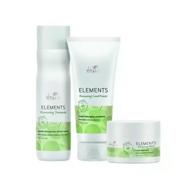 Wella Professionals Elements Renewing Hair Care Trio Shampoo 250ml + Conditioner 200ml + Mask 150ml For Dry, Damaged & Dull Hair