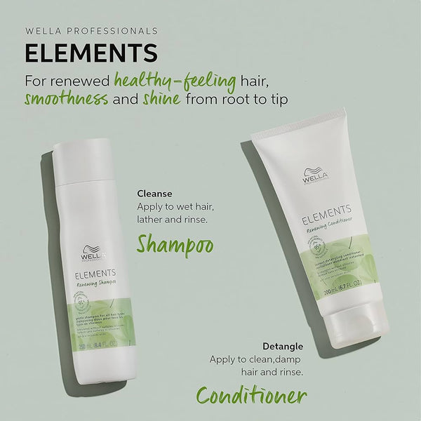 Wella Professionals Elements Renewing Shampoo 250ml & Conditioner 200ml Combo For Dry, Dull & Damaged Hair