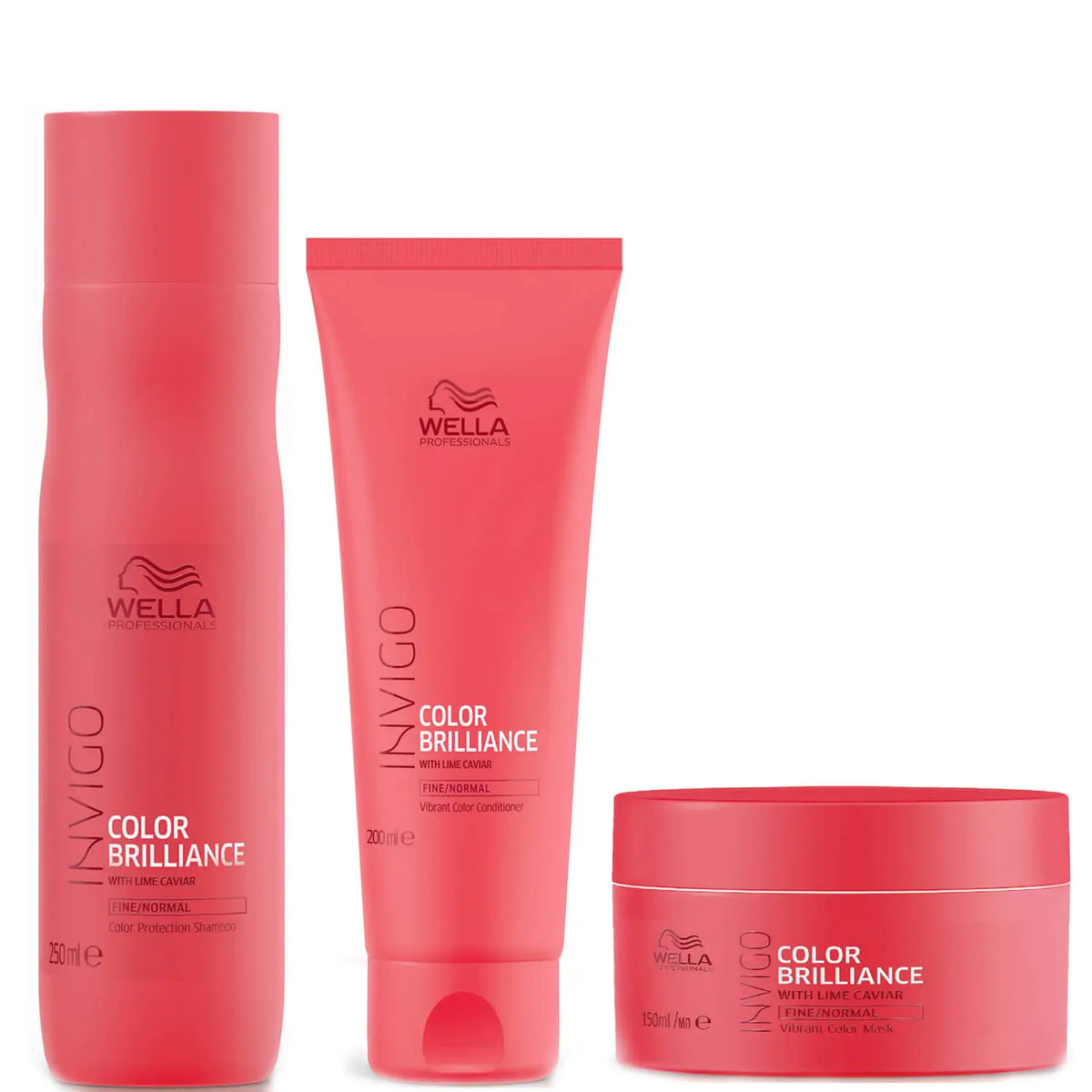 Wella Professionals Invigo Color Brilliance Hair Care Trio For Colour-Treated Hair Shampoo 250ml + Conditioner 200ml + Mask 150ml