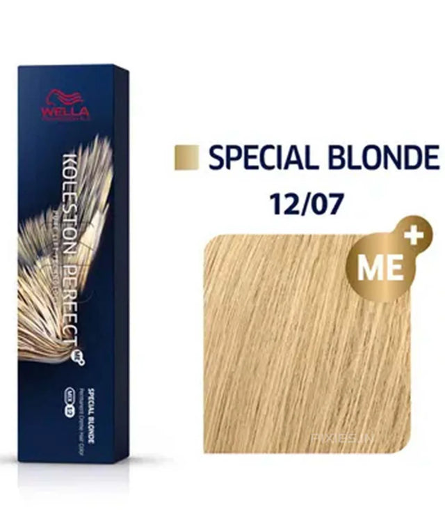 Wella Professionals Koleston Perfect 12/07 Special Blonde Natural Brown Hair Color For Balanced Blonde Tones 60g