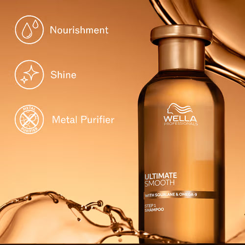 Wella Professionals Ultimate Smooth Shampoo With Squalane & Omega-9 For Dry, Frizzy & Dull Hair 250ml