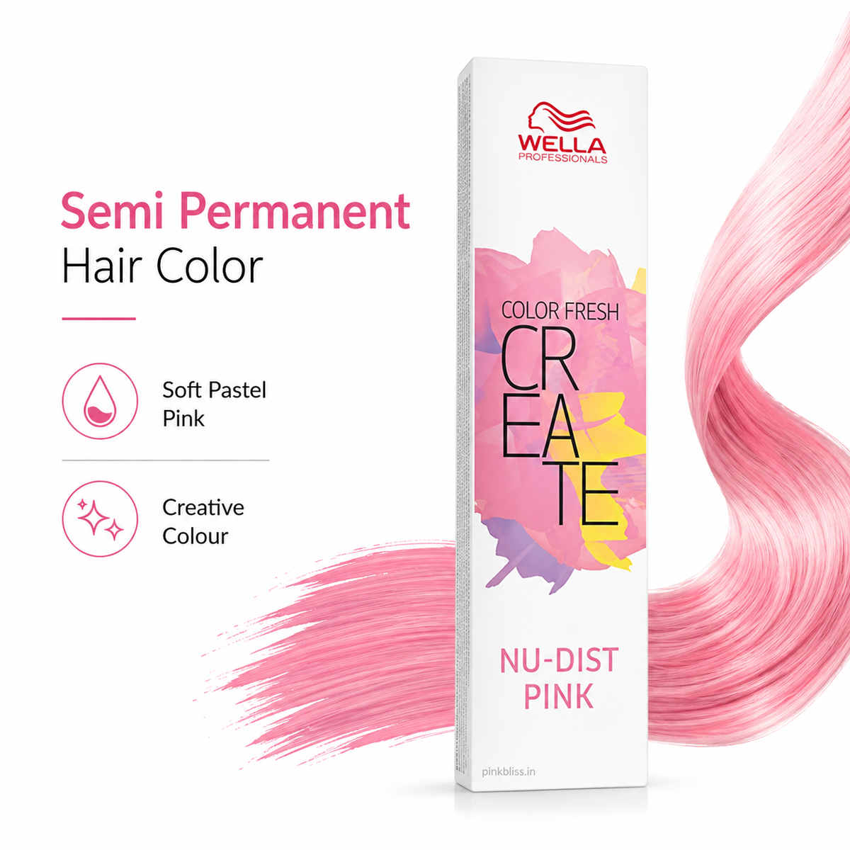 Wella Color Fresh CREATE Nudist Pink Semi Permanent Hair Color For Soft Pastel Pink Hair 60ml