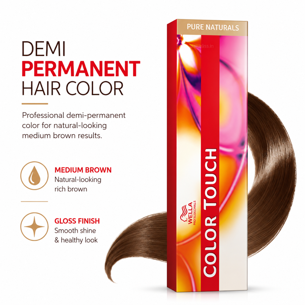 Wella Color Touch 4/0 Medium Brown Natural Demi Permanent Hair Color For Glossy Brown Results 60ml