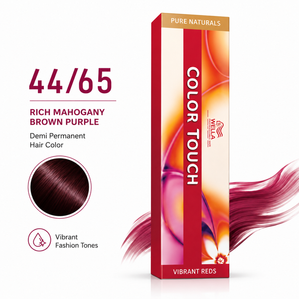 Wella Color Touch 44/65 Rich Mahogany Brown Purple Demi Permanent Hair Color For Vibrant Fashion Tones 60ml