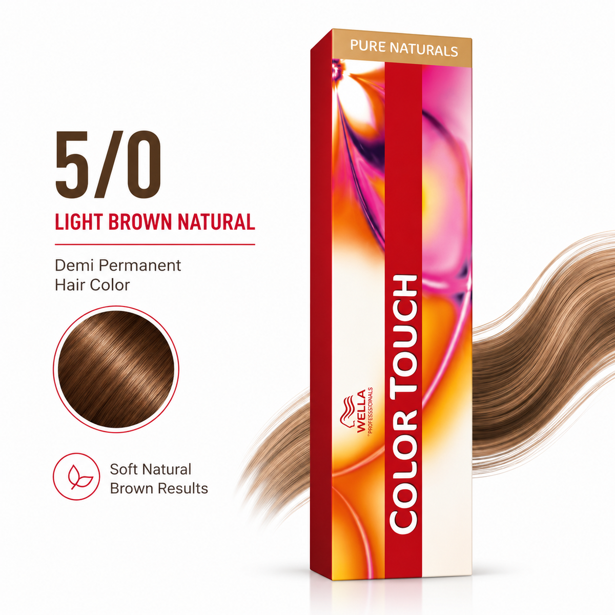 Wella Color Touch 5/0 Light Brown Natural Demi Permanent Hair Color For Soft Natural Brown Results 60ml
